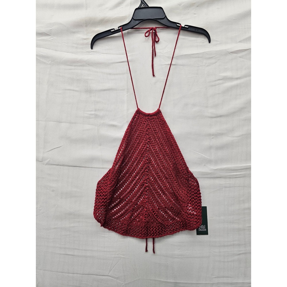 Wild Fable Womens Crochet Halter Top Red Acrylic Blend Casual Size XS